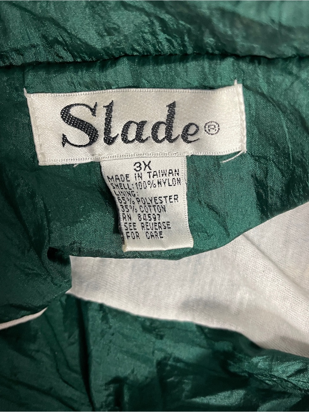 Vintage 90s Slade Unisex 3X Green Gold Baroque Crest Full Zip Lined Windbreaker - Picture 3 of 6